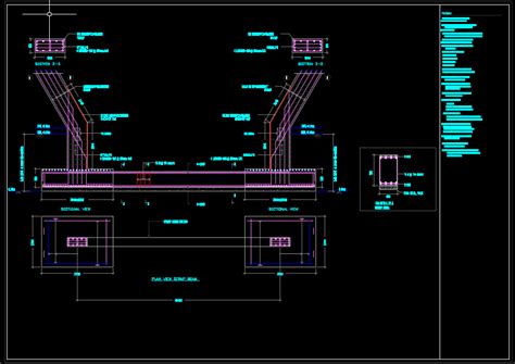 Foundation, Tie Beam and Strap Beam Details - Autocad Drawing