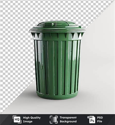 Premium Psd Green Trash Can In Psd With Transparent Background