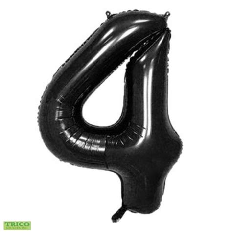 34" Black Number 4 - Foil Balloon | Balloon Warehouse™