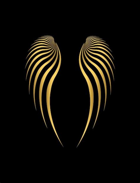 Premium Vector Gold Wings On Black Background