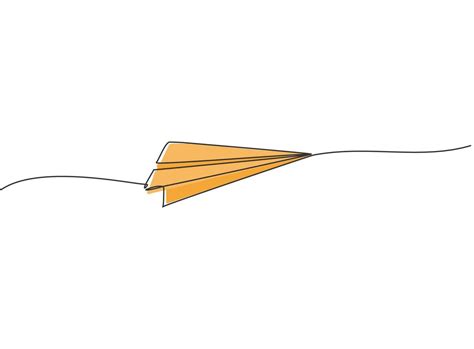 Continuous One Line Drawing Of Paper Airplane Flying On The Sky With