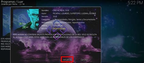 Cómo instalar el addon Cristal Azul desde cero en Kodi