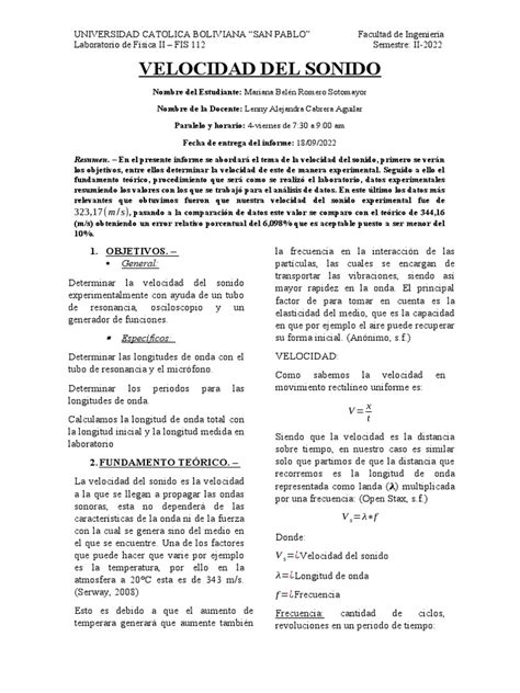 Velocidad Del Sonido Pdf Sonido Frecuencia