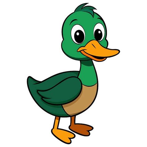 Un mignon canard de dessin animé Vecteur Premium