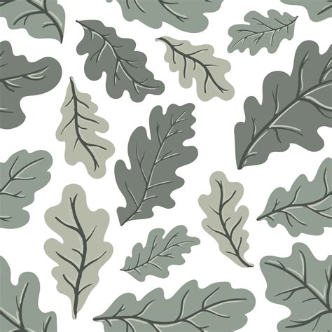 Green oak leaves vector seamless pattern. Texture of a leaf fall ...