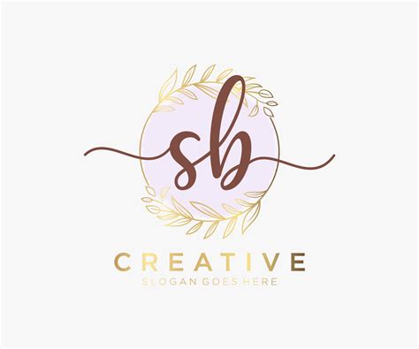 Initial Sb Feminine Logo Usable For Nature Salon Spa Cosmetic And