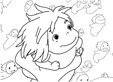 Coloriage Ponyo Heureux Dessin Gratuit Imprimer