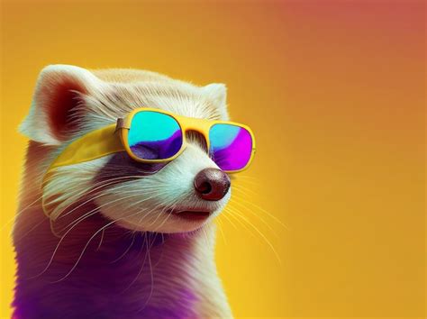 Premium Photo Ferret Animal Wearing Sunglass Shade Glasses