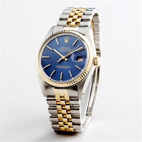 Mens Rolex Two Tone K Ss Datejust Blue Sku Mt