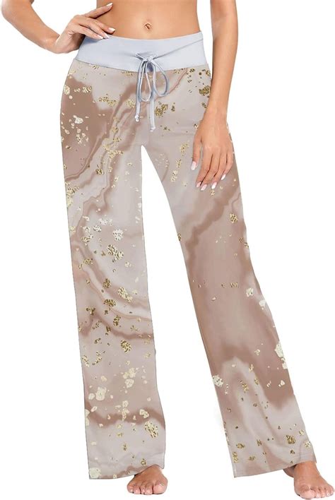 GZHJMY Women S Pajama Pants Rose Gold Abstract Marble Comfy Stretch