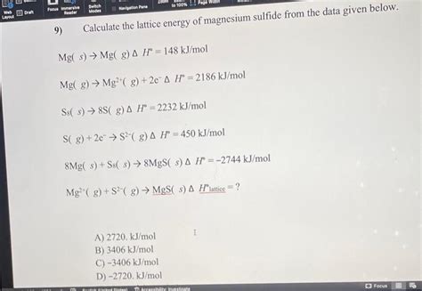 Solved 9 Calculate The Lattice Energy Of Magnesium Sulf