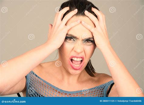 Sad And Angry Face Emotional Angry Woman Upset Girl Screaming Hate Rage Stock Image