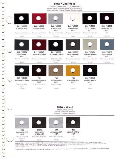 Bmw Color Chart Bmw Exterior Color Chart