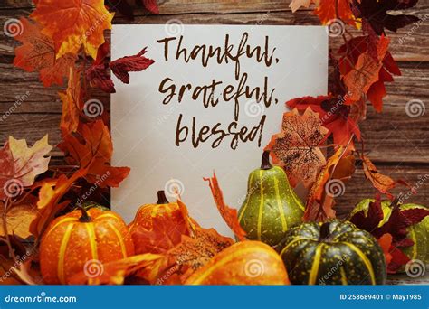 Thankful Grateful Blessed Text Message With Autumn Maple Leaves And