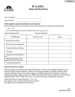 Fillable Online Icaada Icaada Ccjp Supervised Practicum Form Fax Email