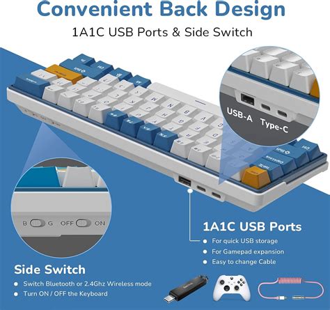 Royal Kludge Rk61 Plus Bluetooth Usb And Usb Dongle Klein Blue Keyboard