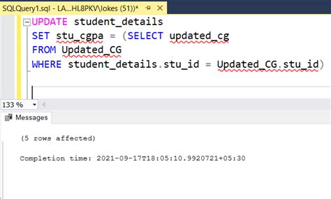 Requête SQL pour mettre à jour les valeurs des colonnes avec la colonne