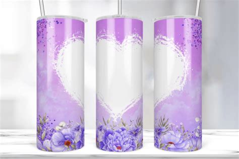 Purple Glitter Floral Tumbler Wrap PNG Graphic By Marshall Designs