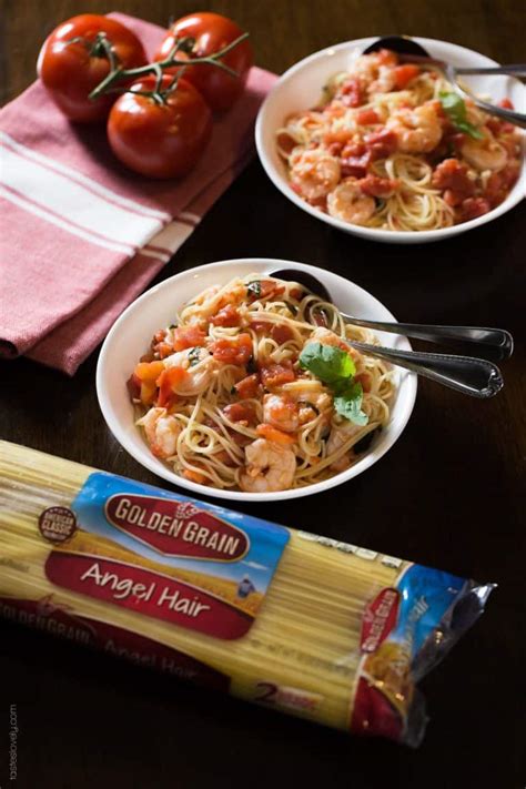 Shrimp and Basil Angel Hair Pasta - Tastes Lovely