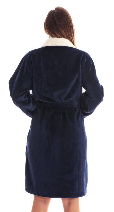 Just Love Solid Kimono Robes For Women Navy Sherpa 2x