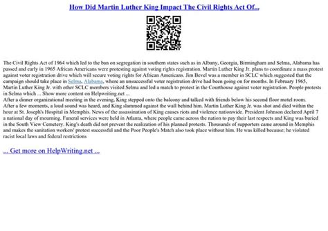 How Did Martin Luther King Impact The Civil Rights Act Of... | PPT