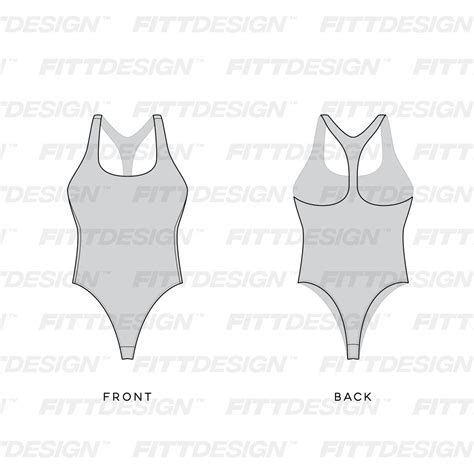 Ladies Rounded Neckline Racer Back Bodysuit Techpacktemplate Fittdesign