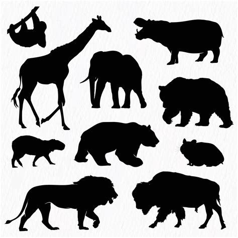 Vector african wild animals silhouettes set. wild animal shape shadow ...