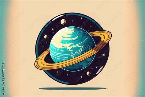 Planet With An Outer Ring Icon Saturn Jupiter Uranus And Neptune