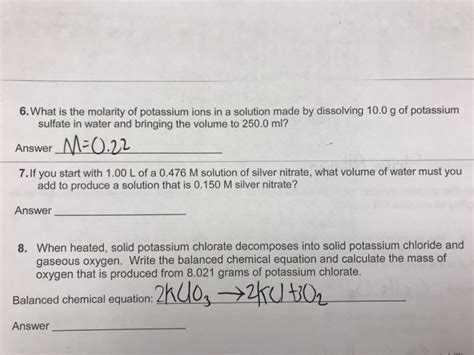 Solved What Is The Molarity Of Potassium Ions In A Chegg