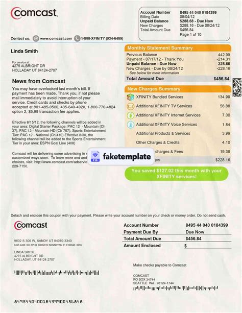 Fake Utility Bill Template Social Media Template