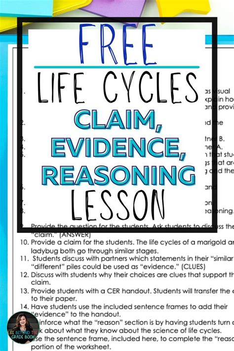 Free Cer Claim Evidence Reasoning Lesson Plan For 3rd Grade Ngss Science Lessons Upper