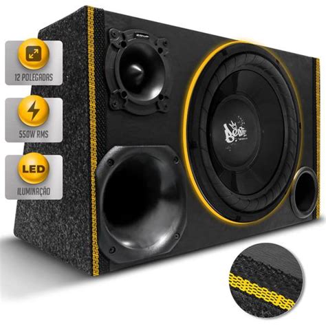 Caixa De Som Trio Automotivo W Rms Subwoofer Shutt Beatz