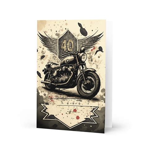 40th Birthday Card For Motorbiker Greeting Card Birthday Card For