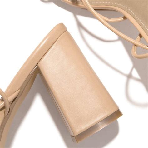 Lemonade Shoes New Nude Strappy Laceup Block High Heel Sandals Thong Open Toe Ankle Strap