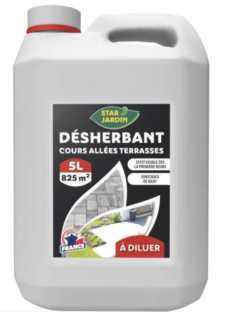 Désherbant cours allées terrasse concentré 5L 800m2 acide acétique