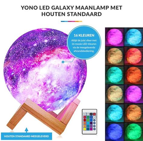 Yono Galaxy Maanlamp Draadloos Tafellamp Met Kleuren Led