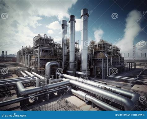 Large Geothermal Energy Power Station Stock Illustration - Illustration of geothermal, station ...