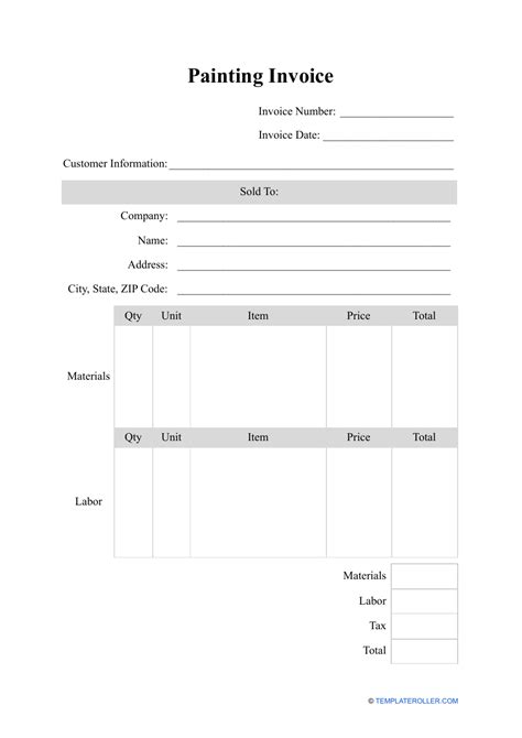 Painting Invoice Template Fill Out Sign Online And Download Pdf