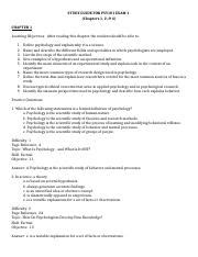 STUDY GUIDE EXAM 1 CHAPTERS 1 2 4 1 Docx STUDY GUIDE FOR PSY101