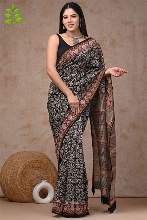 Marwal Festive Wear Printed Chanderi Saree 5 5 Mtr With Blouse Piece