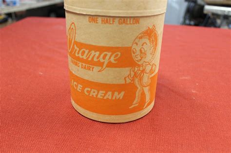 Vintage Half Gallon Orange Farms Dairy Pa Ice Cream Cardboard Sealright Cont Ebay