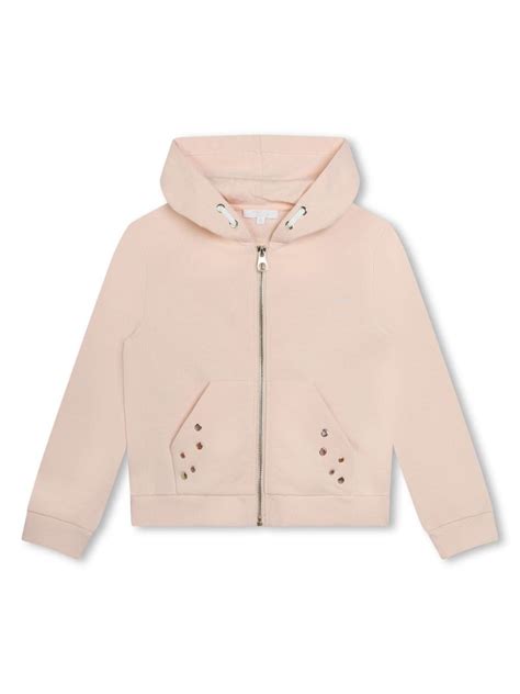 Chloé Eyelet detail Hooded Jacket In Nude ModeSens