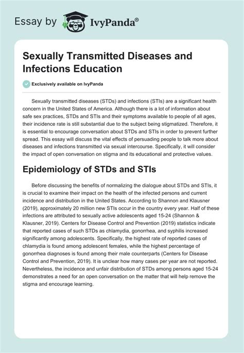 Sexually Transmitted Infections Education 1143 Words Essay Example