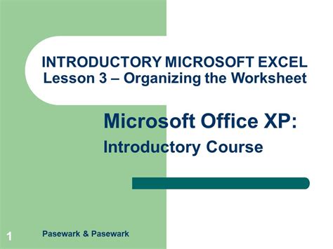 Pasewark Pasewark Microsoft Office Xp Introductory Course