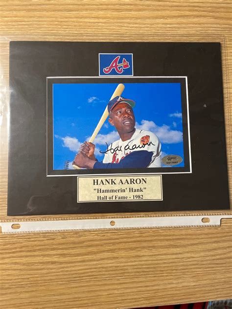 Hank Aaron Autograph Photo Matted Autograph Autographed Etsy