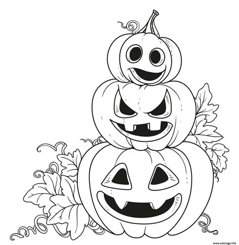 Coloriage Trois Citrouilles Emotions Diverses Halloween Dessin ...