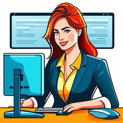 Premium Vector Girl Works On The Office Desk Hand Drawn Flat Stylish