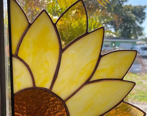 Stained Glass Corner Sunflower Etsy