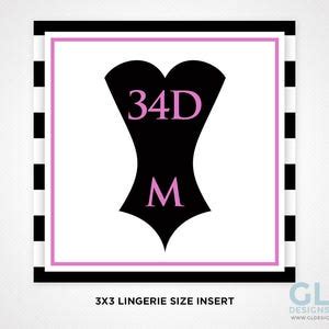 Lingerie Size Insert Bridal Shower Invitation Insert Bride Bra Panty Size Printable Stripe