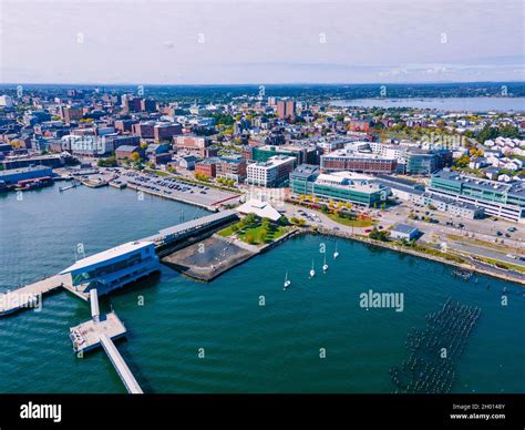 Aerial View Of Portland Old Port And Fore River In Downtown Portland